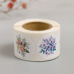 Цена за 2 шт. Наклейка бумага "Цветочные букеты" d=2,5 см 252 шт в рулоне