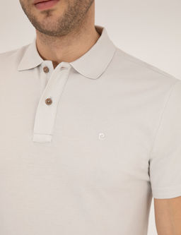 A__k Gri Slim Fit %100 Pamuk Polo Yaka Basic Ti__rt