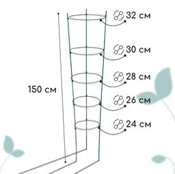 Кустодержатель, d=3230282624 см, h=150 см, 5 колец, металл, зелёный, Greengo  фото 4