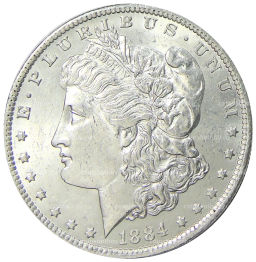 1 доллар 1884 года O США Доллар Моргана