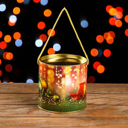 Подарочная коробка, тубус «Новогодние игрушки» 120×120 мм (100 мм внутр. высота).