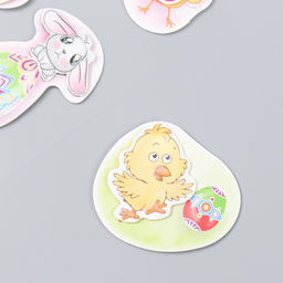 Наклейка картон 2 слоя Пасхальные зайчики и цыплята 17х12 см - Simaland фото 2