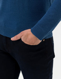 _ndigo Melanj Slim Fit Yar_m Bal_k__ Yaka Basic Triko Kazak - Pierre cardin фото 7