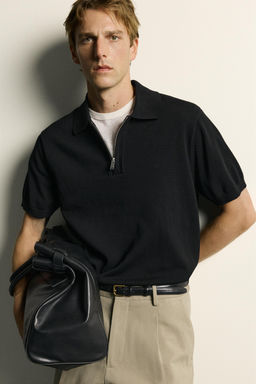POLO PUNTO CUELLO CREMALLERA / Negro