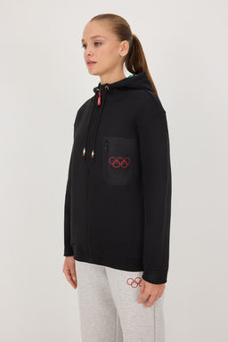 Siyah Olimpiyat Logo Bask?l? Cepli Unisex Basic Orme Sweatshirt - Trendyolmilla фото 4