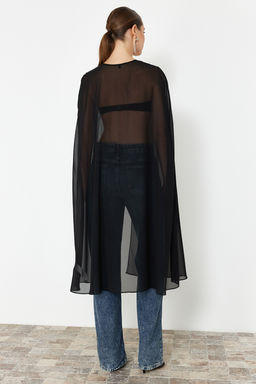 Siyah Dokuma Sifon Bluz TPRSS24BZ00035 - Trendyolmilla фото 6