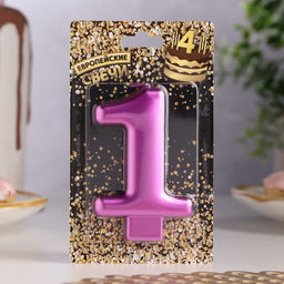 Цена за 3 шт. Свеча для торта «Европейская ГИГАНТ», цифра 1, 7 см, фиолетовый металлик