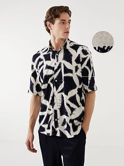 Regular Fit K?sa Kollu Desenli Erkek G?mlek