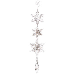 Цена за 2шт. Подвеска "Волшебная снежинки" 32 см, Серебро
