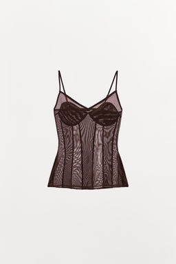 TOP TUL LENCERO / Marr?n oscuro - Zara фото 5
