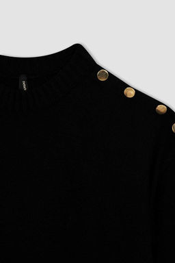 Свитер-туника с полуводолазкой свободного кроя - Defacto фото 7