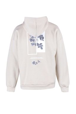 Bej Oversize/Genis Kesim Kapusonlu Ici Polar/S?cak Tutan Cicek Bask?l? Sweatshirt TMNAW22SW1651