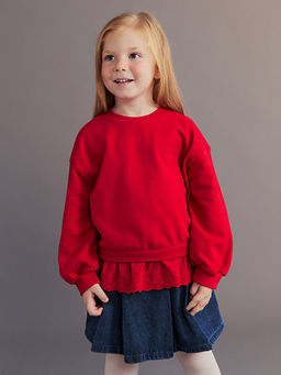 Fisto Detayl? K?z ?ocuk Sweatshirt