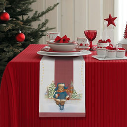 Дорожка новогодняя на стол Доляна Московский мишка, сервировочная, 180?30 см