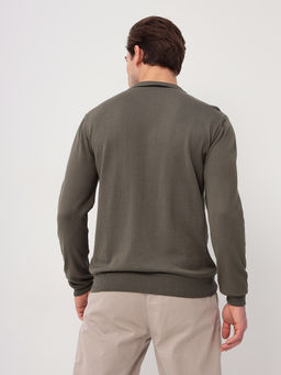 Джемпер мужской с воротником поло GREG G128-AC435 (хаки)  фото 5