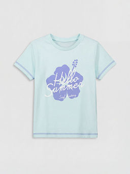 Bisiklet Yaka Bask?l? K?z ?ocuk Ti??rt