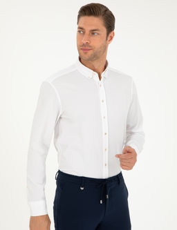Beyaz Slim Fit Uzun Kollu G_mlek