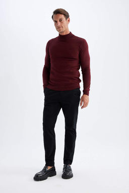 Slim Fit Dar Kesim Yar?m Bal?kc? Yaka Basic Duz Triko Kazak - Defacto фото 5