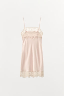 VESTIDO LENCERO SATINADO ENCAJE / Rosa pastel - Zara фото 5