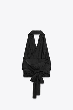 ZW COLLECTION FLORAL JACQUARD HALTER TOP - Zara фото 5
