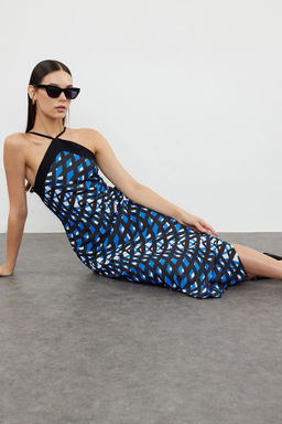 Siyah Geometrik Desenli Duz Kesim Dokuma Elbise TWOSS24EL01039 - Trendyolmilla фото 2