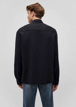 Siyah Tencel TM Lyocell Siyah Gomlek - Mavi фото 4