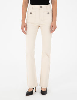 Ekru Flare Fit Kanvas Pantolon - Pierre cardin фото 2