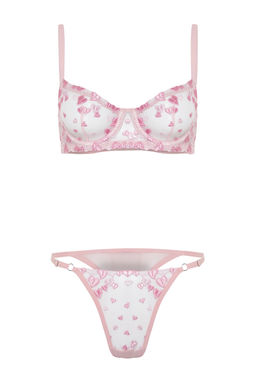 TRENDYOLMILLA Pembe Nak?sl? Dantelli Ip Ask?l? Kaps?z Orme Ic Camas?r? Tak?m? THMAW24CC00015 фото 6