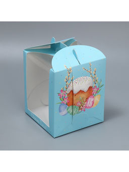 Цена за 5 шт. Коробка под маленький торт, кондитерская упаковка, «Пасха», 15×15×18 см