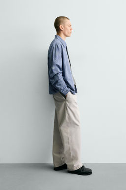 CAMISA CROPPED FIT CUADROS ESTAMPADO BORDADO / Azul - Zara фото 4