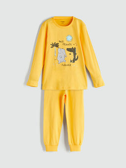 Bask?l? Erkek ?ocuk Pijama Tak?m?