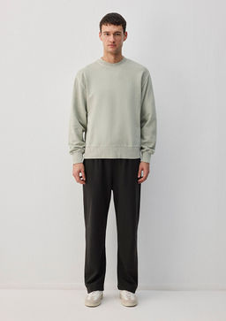 Bisiklet Yaka Gri Basic Sweatshirt - Mavi фото 2