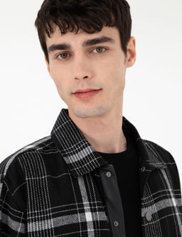 Siyah Comfort Fit Ekose Uzun Kollu G_mlek - Pierre cardin фото 2