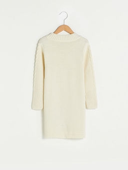 Yar?m Bal?k?? Yaka Kendinden Desenli Uzun Kollu K?z ?ocuk Kal?n Triko Elbise - Waikiki фото 2