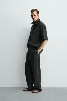 CAMISA POLO 100% LINO / Negro - Zara фото 4