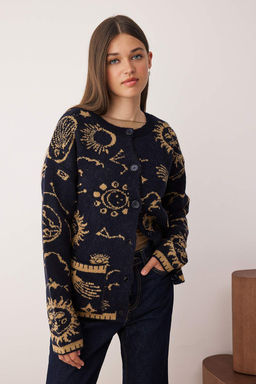 Lacivert Yumusak Dokulu Genis Kal?p Triko H?rka TWOAW26HI00183