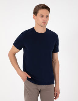 Lacivert %100 Pamuk Slim Fit Bisiklet Yaka Basic Ti__rt - Pierre cardin фото 3