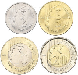 Набор из 4 монет 2019-2021 года Индия