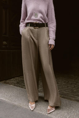 WIDE SATIN TROUSERS WITH BELT - Zara фото 3