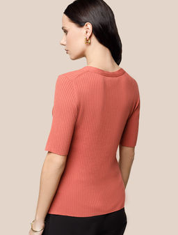 Джемпер Vilatte D39.337 из вискозы с нейлоном терракотовый  фото 3