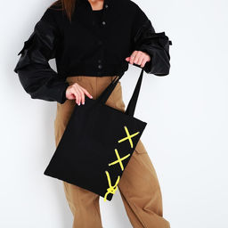 Сумка шопер, 35 х 1 х 40 см, с лентой, цвет черный - Nazamok фото 2