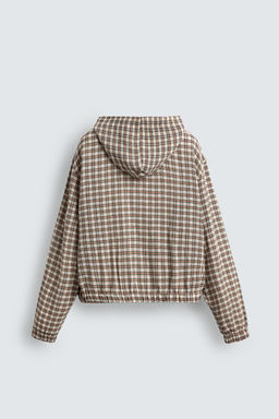 HOODED CHECK OVERSHIRT
