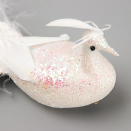 Фигурка-пушистик, декор на прищепке «Голубь с высоким хохолком и в блестках», белый, 7×5×28 см