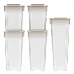 Контейнеров для сыпучих продуктов, набор 5 штук: 1л 2шт, 1,4л 2шт, 1,8л, полипропилен, слоновая кость (Россия) - Домашняя мода фото 2