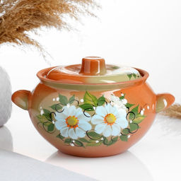 Жаровня Кунгурская керамика, 2 л, с ручками, зелёная