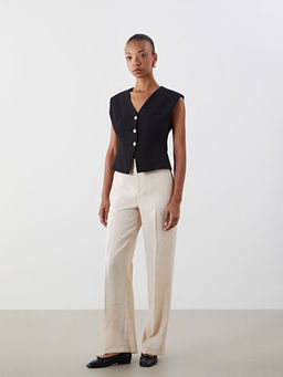 Modal Kar???ml? Kad?n Pileli Pantolon