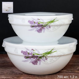 Салатник с крышкой 2 предмета / SW2A-XN(7131) /уп 18/ Лаванда