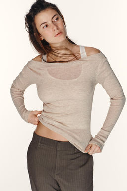 ASYMMETRIC MOCK LAYER T-SHIRT - Zara фото 8