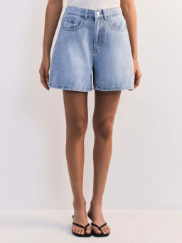 Джинсовые шорты А-силуэта с эластичным поясом ZR2605092306-101 / Zarina