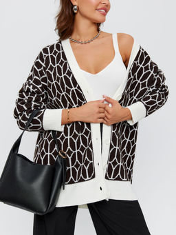 K12272 Кардиган (вязаный трикотаж) ЧЕРНЫЙ